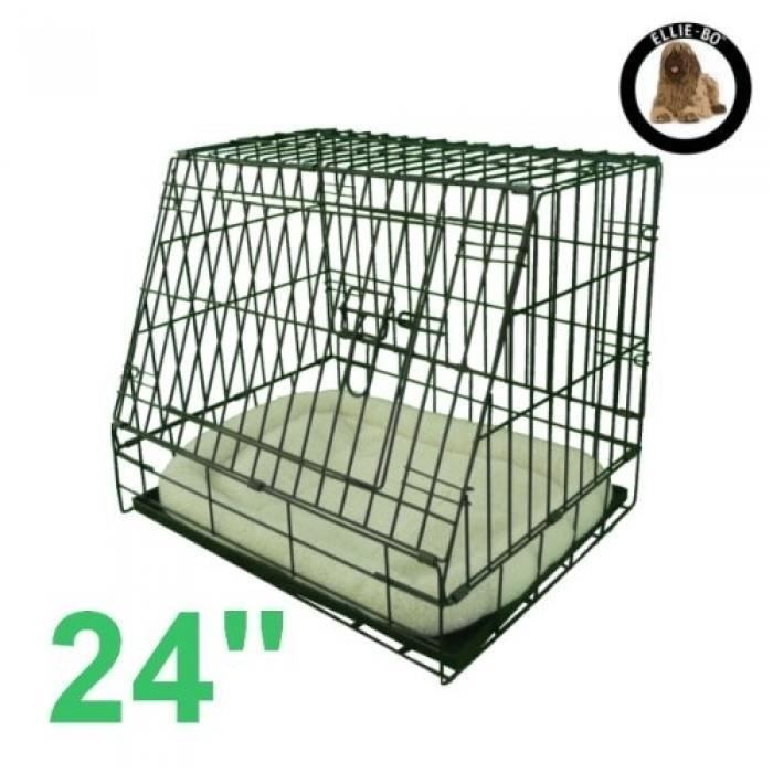 ELLIE-BO CAGE INCLINÉE PLIANTE POUR CHIEN PLATEAU MÉTALLIQUE ANITMASTICATION AVANT INCLINÉ POUR LA VOITURE NOIR TAILLE S 61 CM