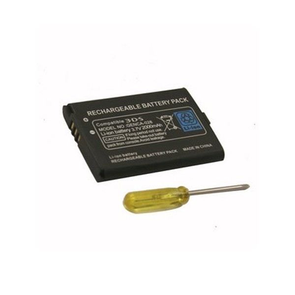 Batterie rechargeable (2000mAh) + tournevis pour Nintendo 3DS - Noir - Plateforme: 3DS