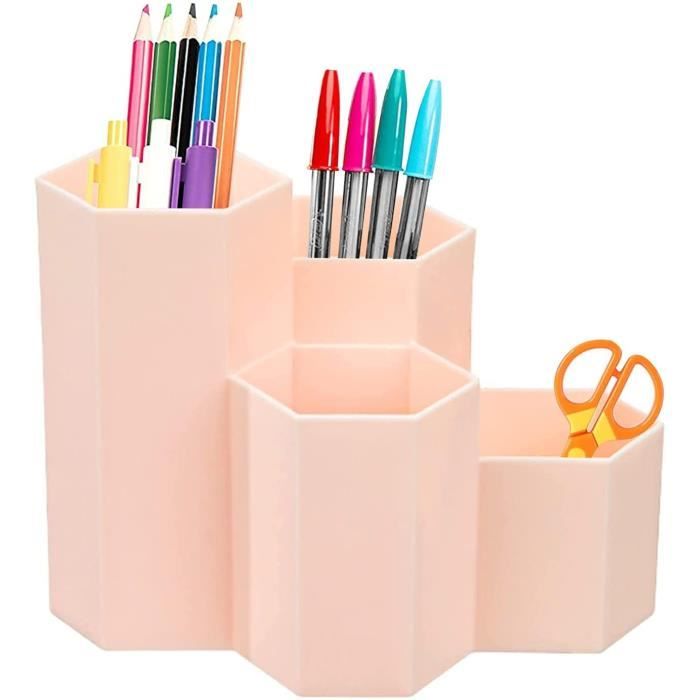 Porte-crayons Arc-en-Ciel En Bois Rose - Organiseur De Bureau Pour Enfants, Filles Et Salle De Classe - GSHUR