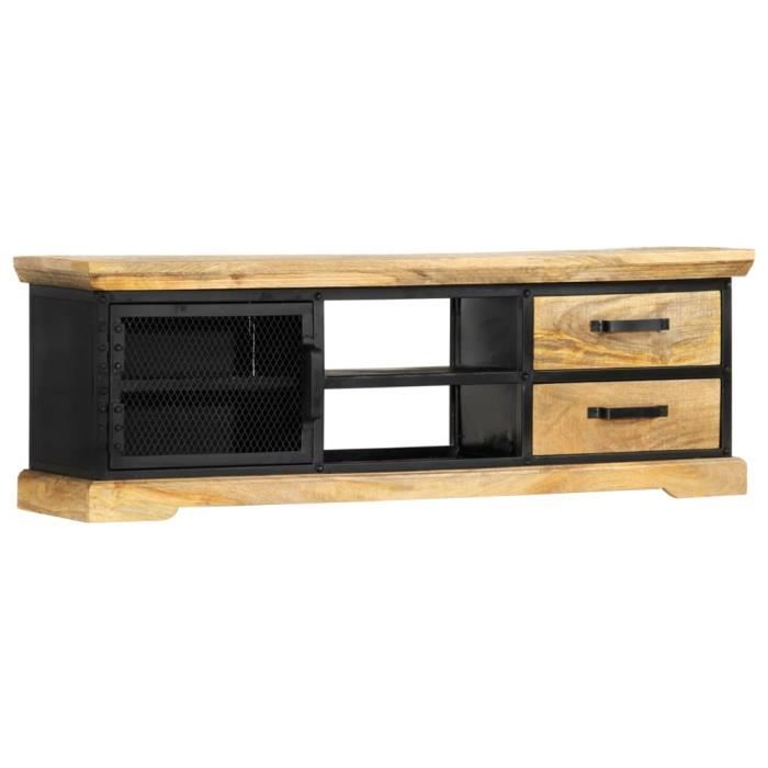 Meuble Tv Industriel Table Basse Bois Solide De Manguier Et