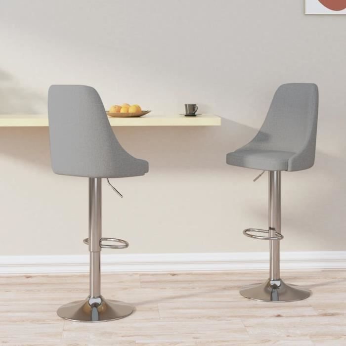 TABOURET DE BAR ISAK GRIS - Lot de 2