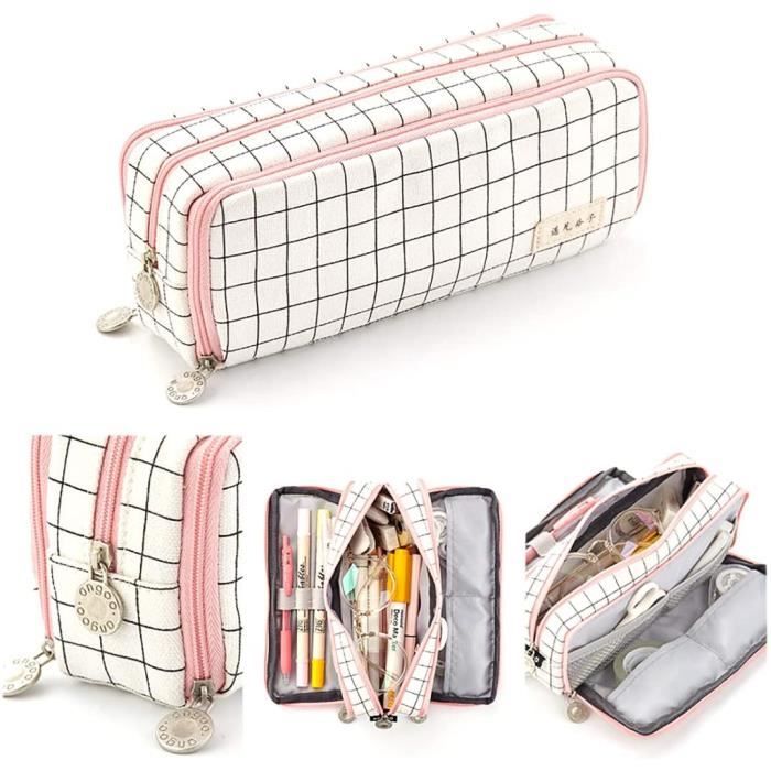 Trousse Scolaire Pencil Case 3 Compartiments Trousse Triple Porte
