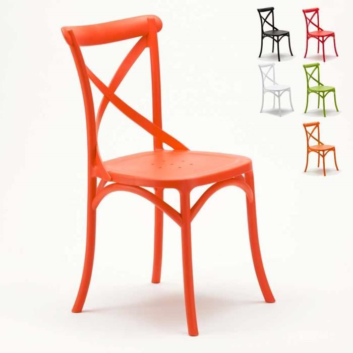 chaise de cuisine et restaurant en polypropylène vintage paesana cross design - orange - style vintage