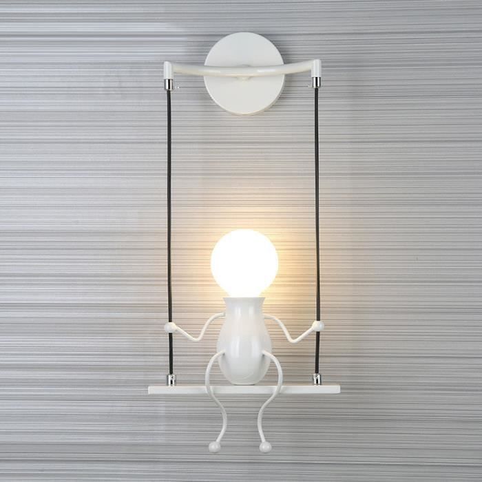 WHITEIN Lustre Suspension Salon E27 Humanoïde Gens Chambre Enfant,Créatif Dessin Animé Luminaire metal Noir pour Salle a Manger - Maison
