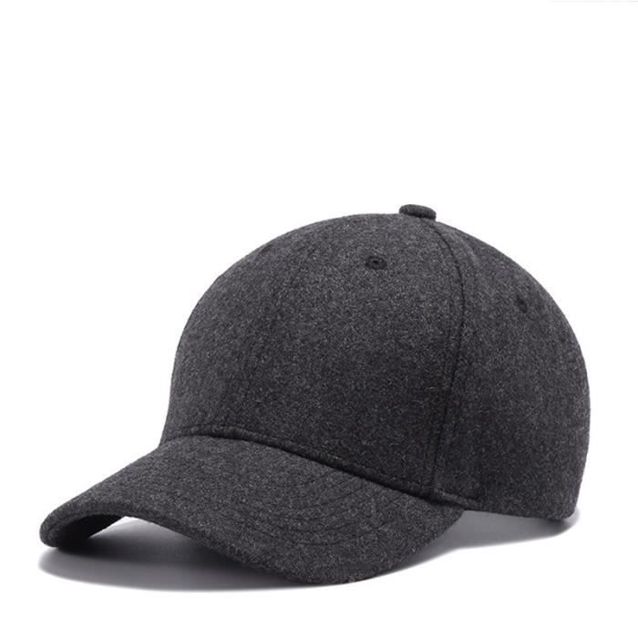 Casquette,Casquette de Baseball à grosse tête pour hommes,casquette à visière de couleur noir