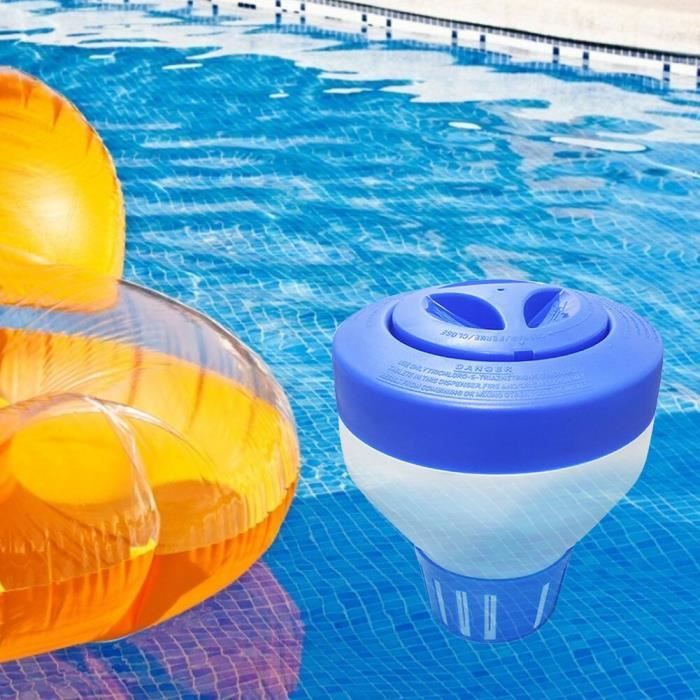 CAKEEYUM Distributeur Chlore Piscine + Thermomètre Flottant - Pour Comprimés 1.5'' - Bébé & Famille