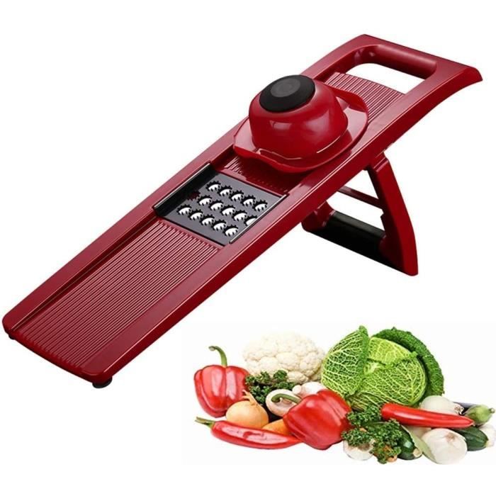 5 en 1 Mandoline Manuelle Coupe Légumes,Mandoline Multifonctions Professionnelle,Tranche Légumes,Acier Inoxydable,Plastique,pour Fruits,Pommes de Terre,Tomates,Choux,Carottes etc. Mandoline Réglable