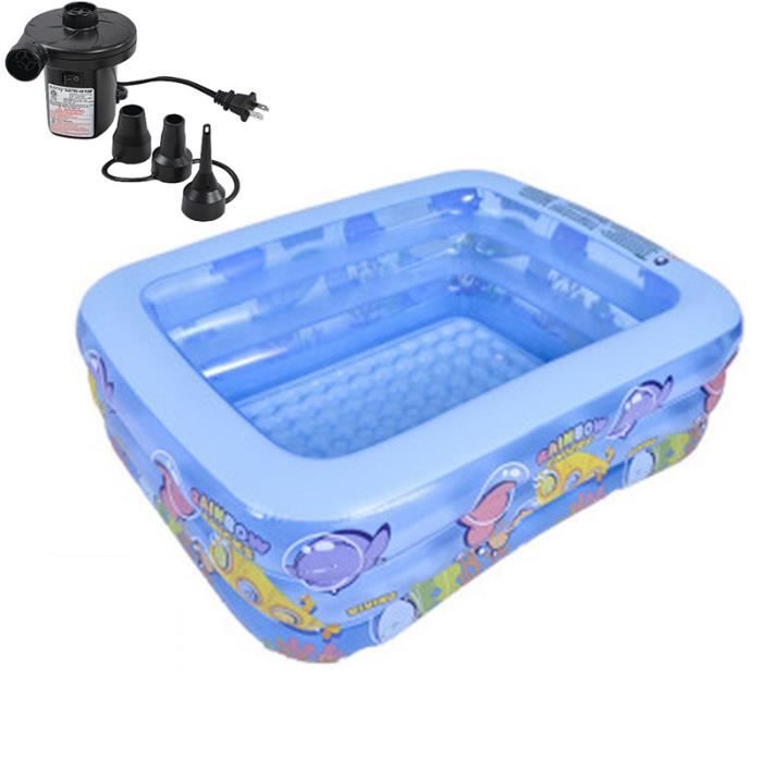 Piscine Gonflable Rectangulaire Pour Enfants Et Adultes - 200x150x50 Cm - Bleu Et Blanc - Idéale Pour Jardin, Plage, Fêtes D'Été - 9