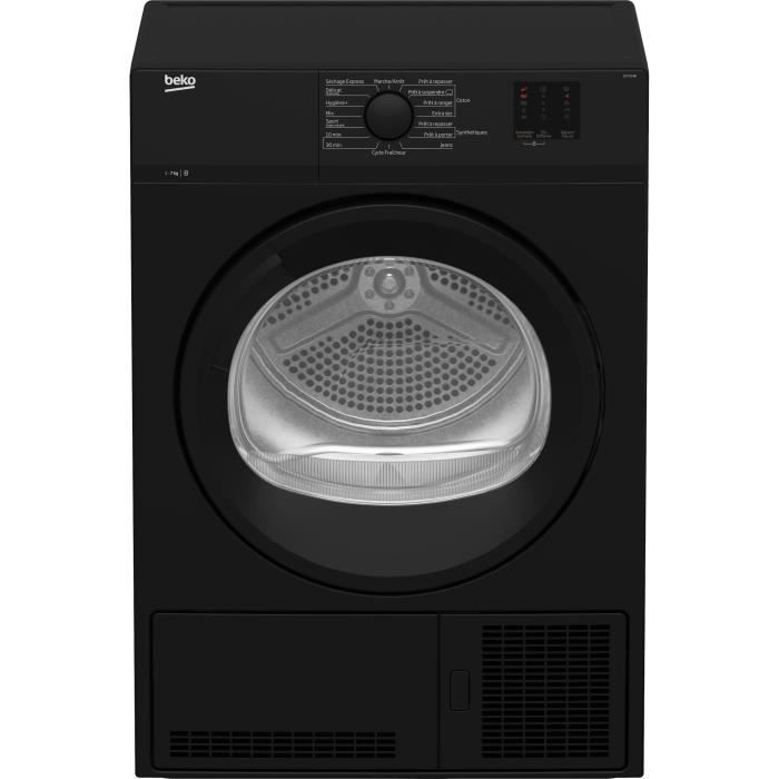 Sèche-linge à condensation BEKO DCY724B - 7 kg - Classe B - Tambour Aquawave - Noir