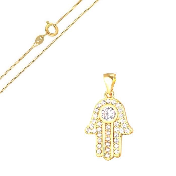 Collier pendentif main de fatma plaqué or jaune : Symbole religieux