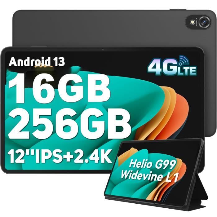 Tablette tactile Blackview Tab 16 Tablette Tactile 11 pouces FHD+  14Go+256Go-SD 1To 13MP+8MP 7680mAh Android 12 Dual SIM,Certifié TÜV,Face ID  - NOIR