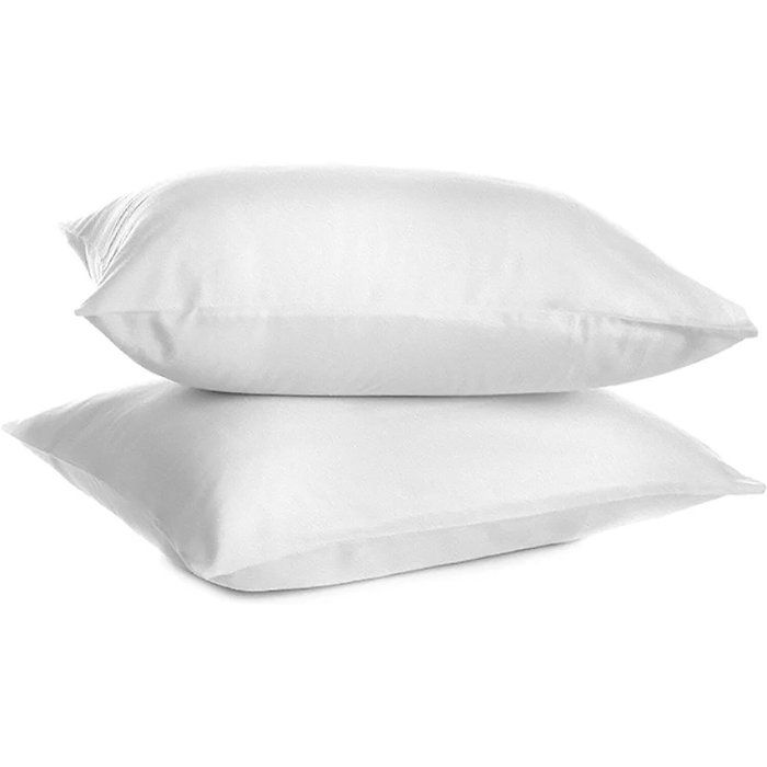Lot De 2 Proteges Oreiller 65x65cm 100% Polyester Bouclette Eponge Et Impermeable Blanc