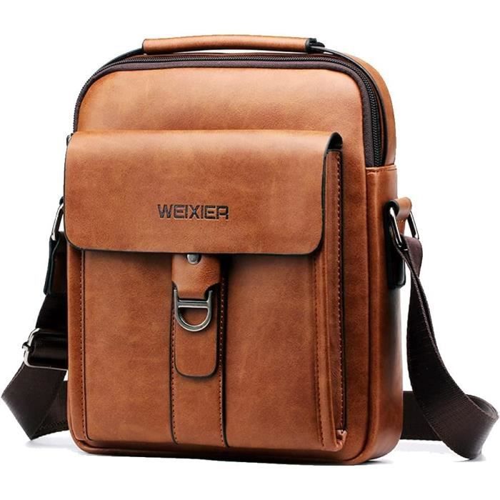ANPTER Sacoche Bandoulière Homme En Cuir Vintage - Besace Messenger Crossbody | Portable Élégante