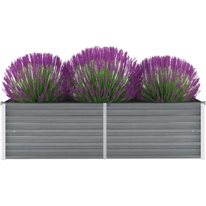 Lit Surélevé Jardinière Festnight 80x40x23 Cm – Potager Sur Pied Gris Foncé – Bac Plantes Extérieur Avec Trou De Drainage