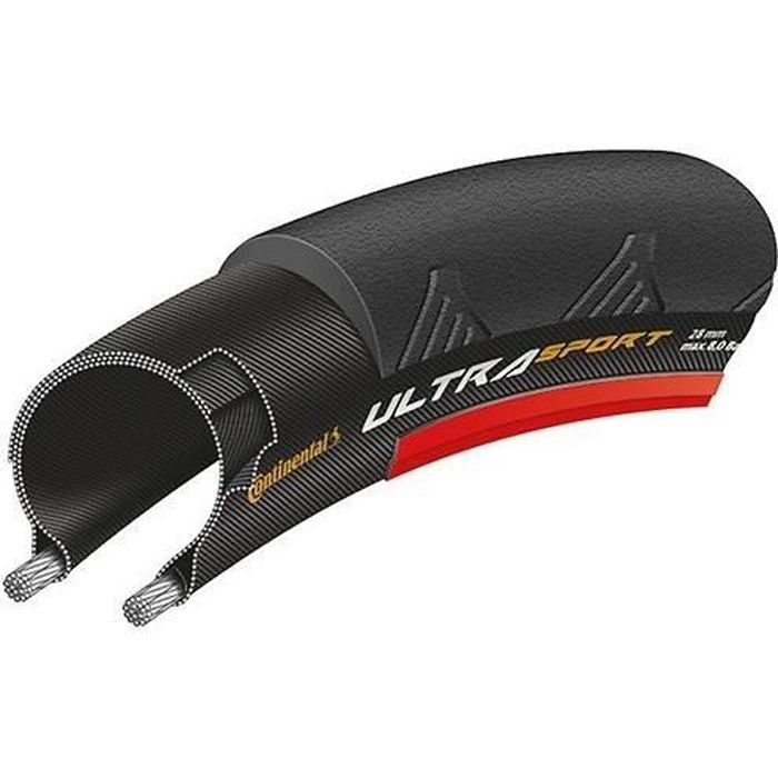 Pneu velo CONTINENTAL Ultra Sport III 700x25C Noir rouge TUBETYPE Cdiscount Sport