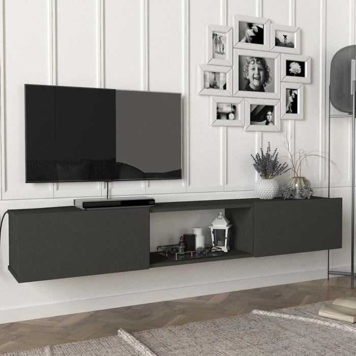 Meuble TV Paltamo 180 x 31 x 30 cm anthracite