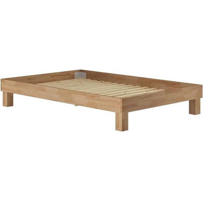 60 87 14 Lit Adulte En Hetre Massif Huile 140x200 Lit Futon Sans Tete De Lit Avec Sommier A Lattes En Bois Achat Vente Structure De Lit Lit Adulte En Hetre Massif Cdiscount