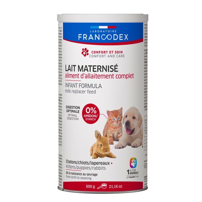 Meilleurs prix pour Lait maternisé - FRANCODEX - 600 g - Pour chiot, chaton, lapereau - Sans amidon - Digestion améliorée