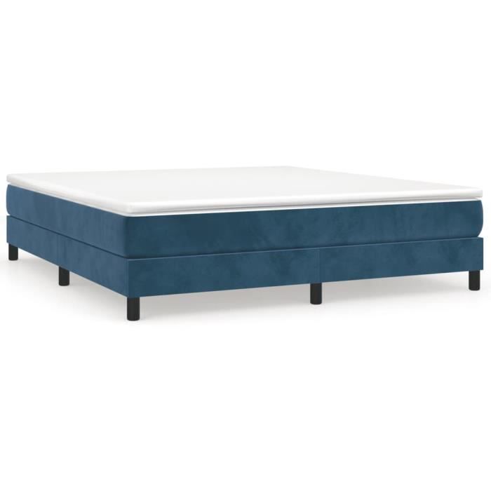 Sommier à ressorts - GAROSA - Bleu foncé - 180x200 cm - Velours - 2 places