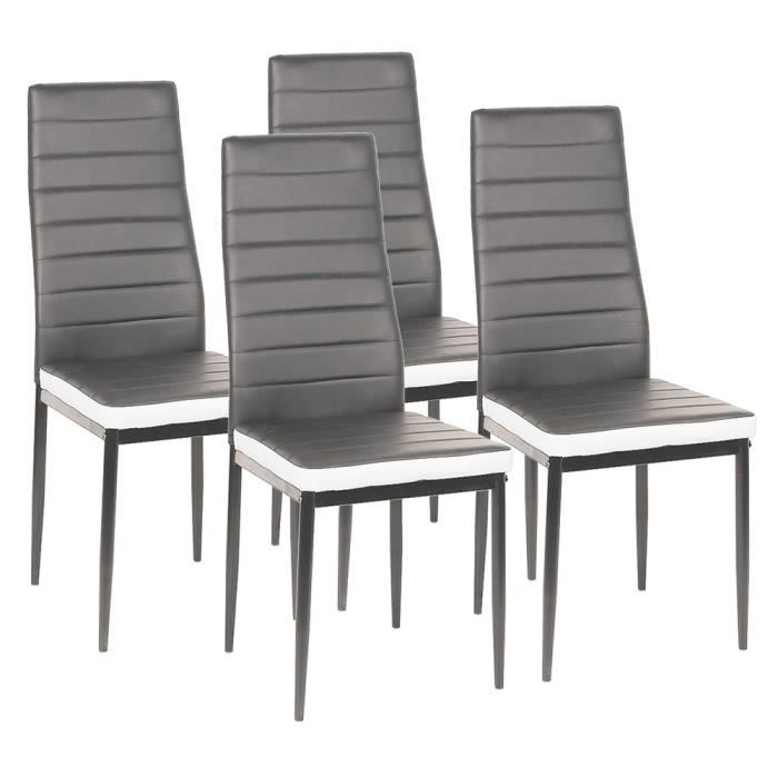 Chaise de salle à manger HOMEWELL - Gris et Blanc - Lot de 4 - Charge maximale 120 kg