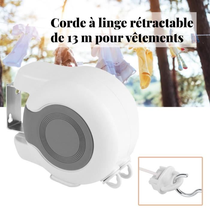 Étendoir à linge de voyage – Étendoir léger avec pinces à linge – Ligne de séchage extensible coupe-vent de 1,5 m pour camping-car, balcon, camping, voyage, linge