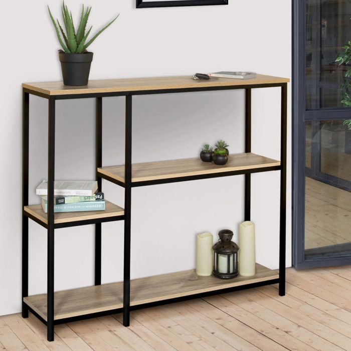 IDMARKET Console étagère bibliothèque DETROIT design industriel IDMARKET Console étagère bibliothèque DETROIT design industriel
