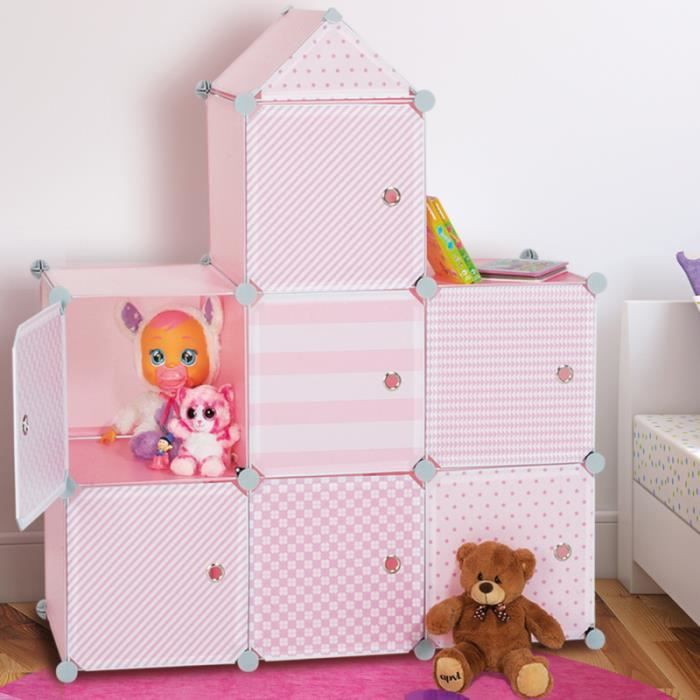 meuble de rangement cube merlin enfant rose 7 cases achat vente petit meuble rangement cdiscount