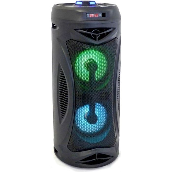 INOVALLEY KA02- Enceinte lumineuse Bluetooth 400W - Fonction Karaoké - 2 Haut-parleurs - Lumières LE