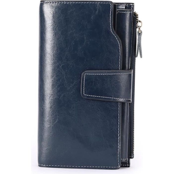 Portefeuille Femme RFID - 21 Emplacements Cartes - PU Cuir Avec Bracelet - Protection Données