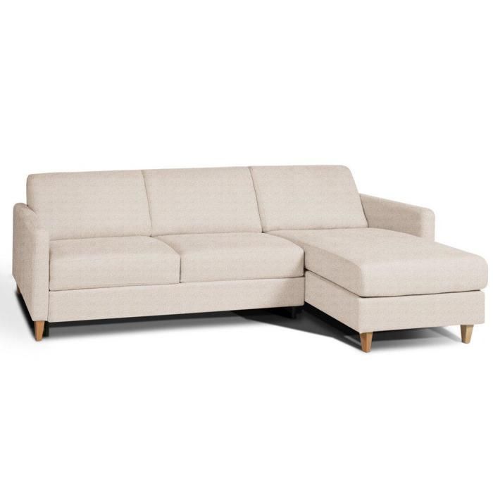 Canapé d'angle 3 places Beige Microfibre Design