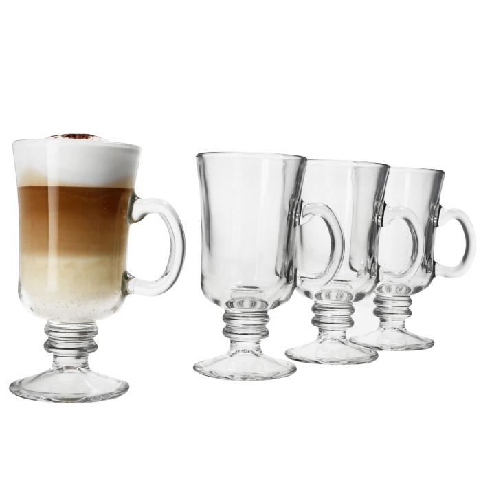 Lot de 4 verres à pied et à anse IRISH COFFEE - 825039 - Cdiscount Maison