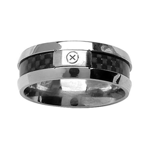 Magnifique Bague acier et carbone Pour Homme neuve Taille 60