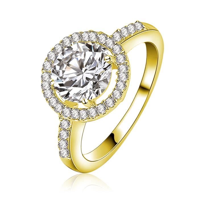 Bague Solitaire Or Blanc Platine 18 Carats - Taille 51, Forme Fleur, Pierre Blanche, Occasion