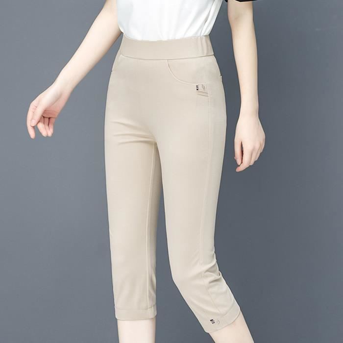Pantacourt Femme Crayon Extensible Taille lastiquee L ger Taille