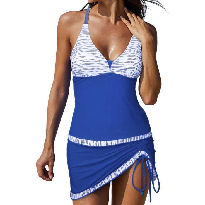 Maillot De Bain Femme 2 Pieces Shorty Piscine Femme Maillots De Bain 2 Pieces Maillot De Bain Normal bleu M