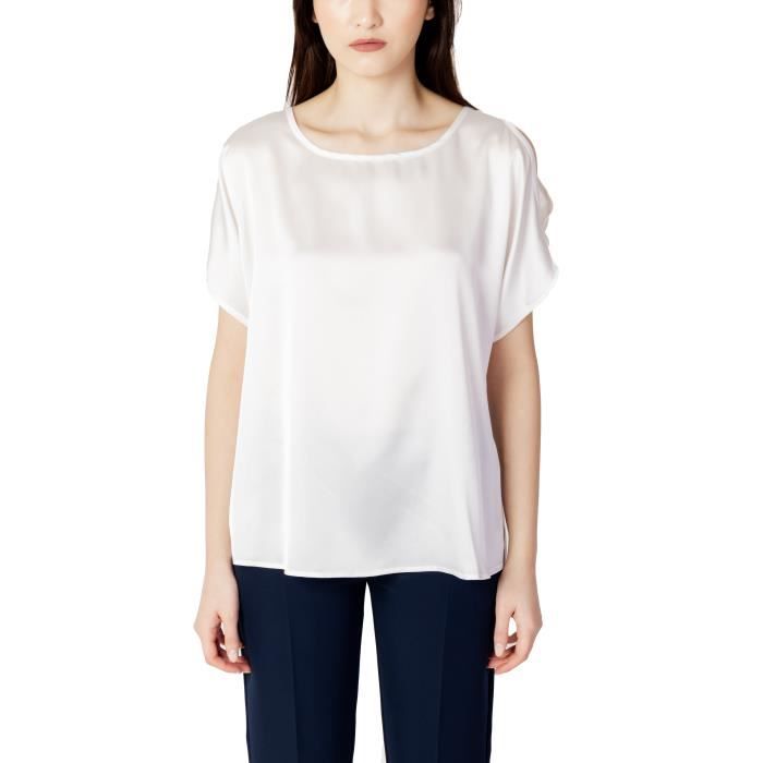 Chemisier Femme Extensible En Polyester Lycra Et Laine Gaufrée - Col Rond, Manches Mi-longues - Multicolore, Lavable Machine