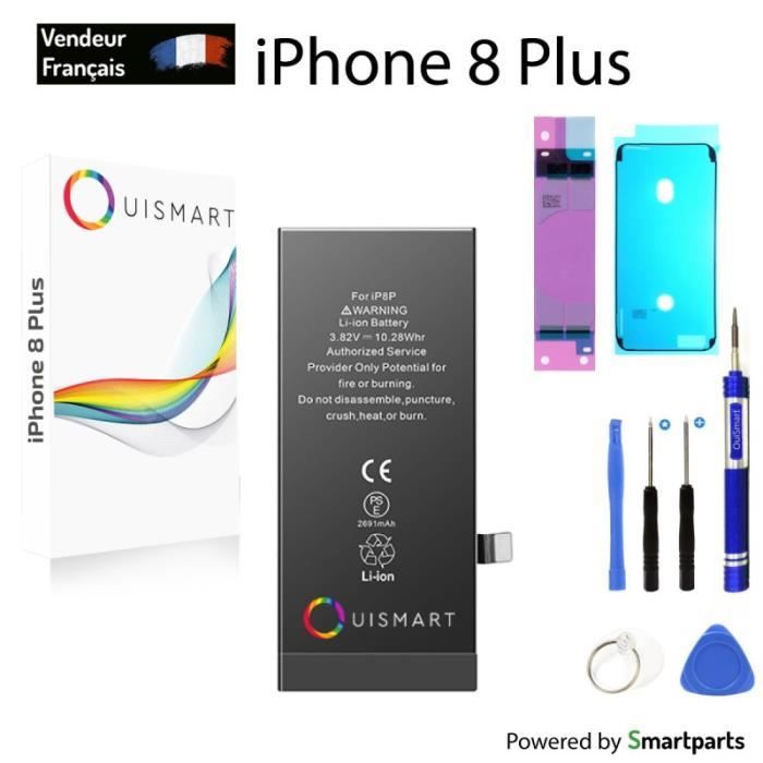 OuiSmart® Kit Batterie pour iPhone 8 Plus (Joint Noir)