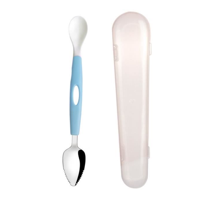 1pc Cuillere A Nourriture Supplementaire Pour Bebe A Double Tete Avec Boite Pour La Maison Bleu Grattoir Cdiscount Bricolage