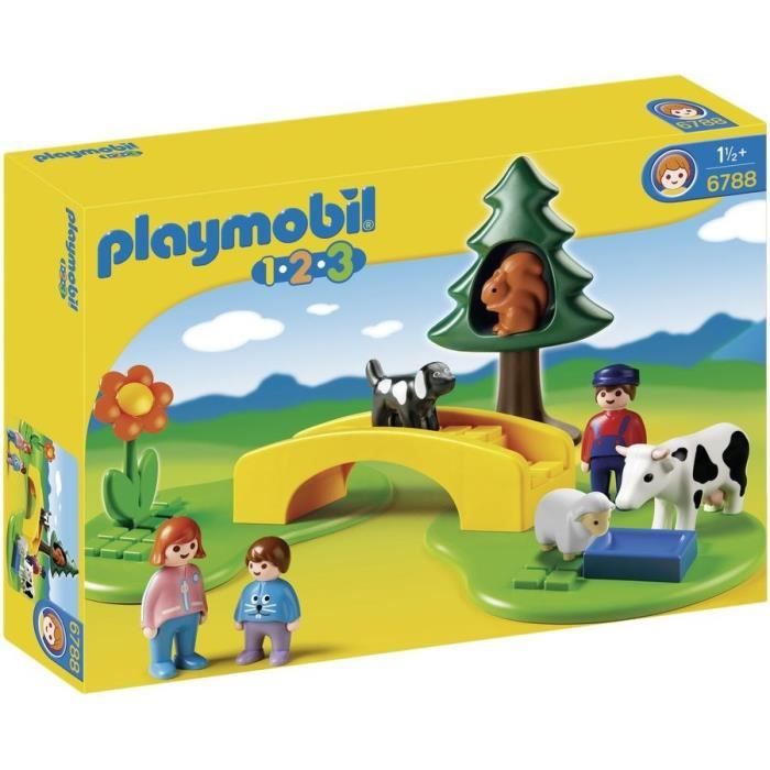 Playmobil 123 6788 Famille Avec Animaux Prairie