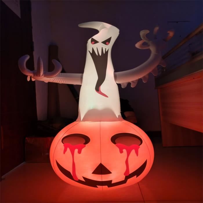 Décoration Gonflable Halloween Chat Noir Géant De 8 Pieds Avec Citrouille – Lumières LED Intégrées