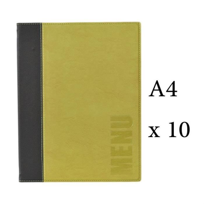 Lot 10 protège-menu Tendance format A4 couleur vert - Porte menu hôtel restaurant - Securit 6 + 2 (14 vues totales) Similicuir
