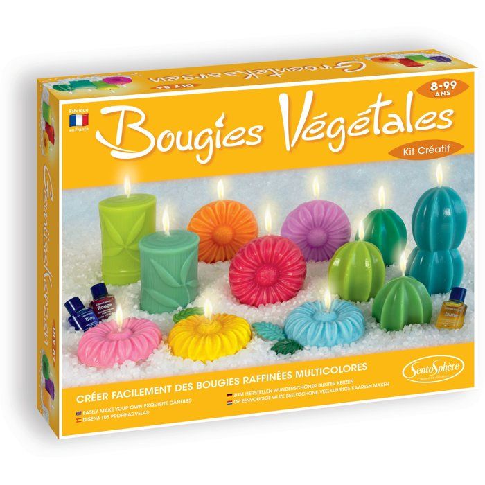 Kit creatif Bougie - SENTOSPHERE - DIY Bougies Végétales - Cire 100% naturelle - Activité créative - Dès 14 ans