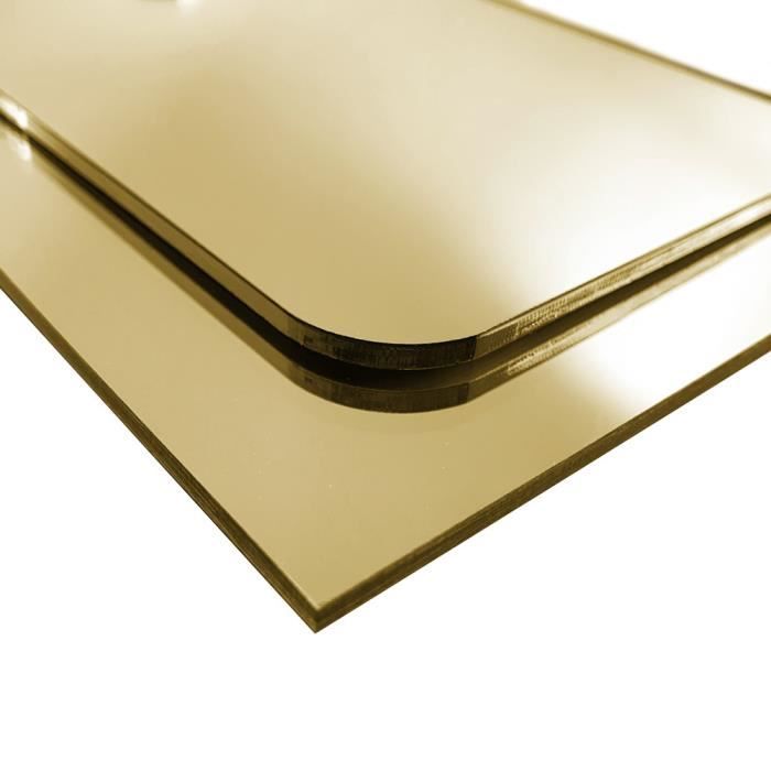 Plaque Plexigglas miroir or 3 mmBords droits200 x 100 mm 200 x 100 mm Bords Droits