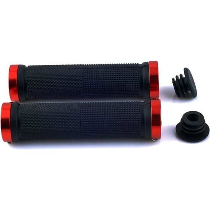 DOUBLE VERROUILLAGE SUR VERROUILLAGE BMX VTT CYCLE DE VELO POIGNeES Noir rouge