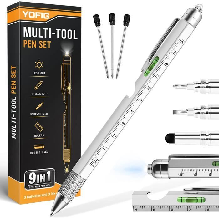 Yolistar Cadeau Homme,Stylo Multifonction 14 en 1,design original stylo à outils ménager,Idee Cadeau Fete des Peres,Cadeau Anniversaire Homme,Cadeau de Saint Valentin pour lui,cadeau de Noël