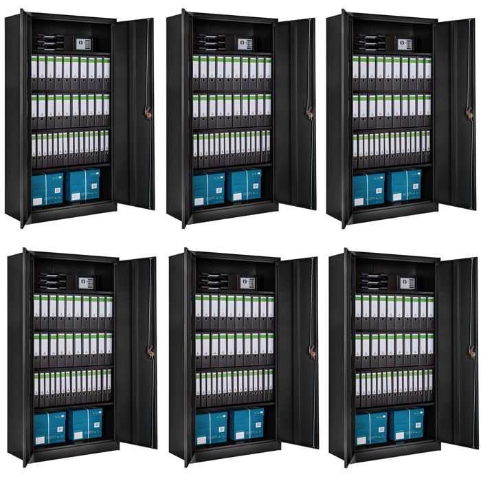 TECTAKE 6 armoires métalliques 5 niveaux armoires de rangement armoires