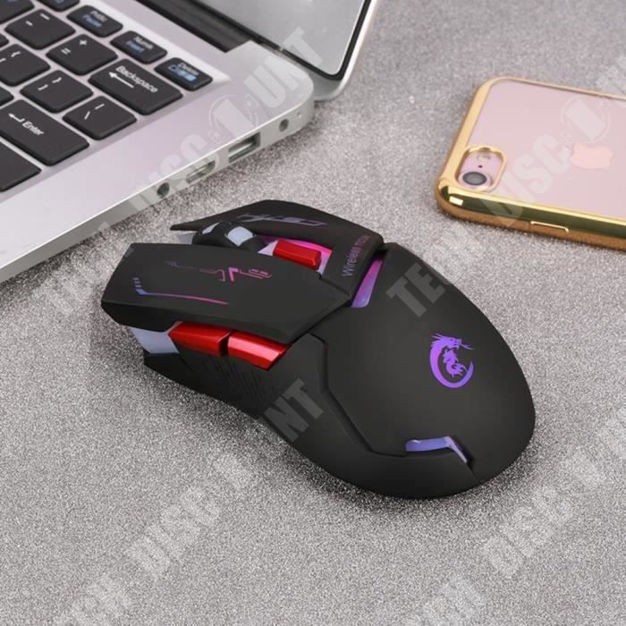 TD® Souris Gaming sans fil Ordinateur Ergonomique Haute qualité Performante plusieurs boutons Gaming Mouse recharge USB