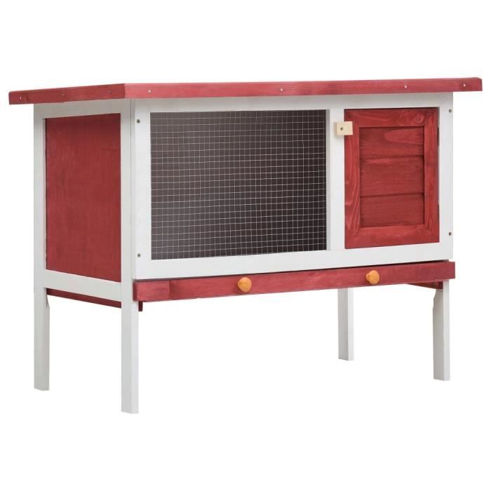 Meilleurs prix pour Clapier d'extérieur - MDX - Rouge et Blanc - 90 x 45 x 65 cm - Pour Lapins - Bois de Sapin