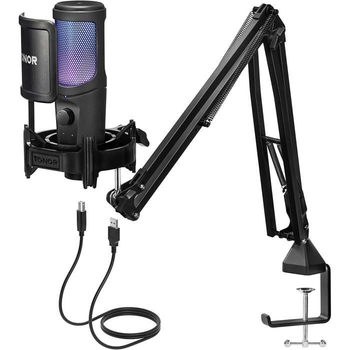 Kit Microphone USB FDUCE M160 - RGB, Sourdine Rapide, Prise Monitoring Pour Streaming, Jeux, Podcast