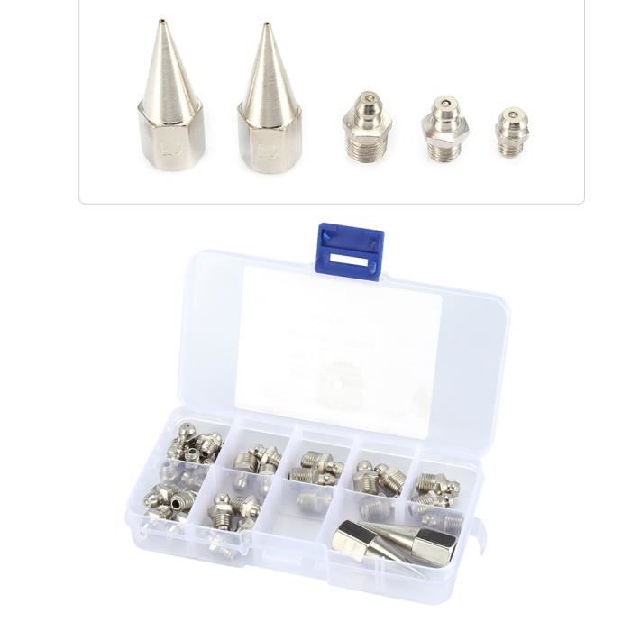 Kit Graisseur à Visser TRILINK M8 - 60 Pièces Avec Clé - Raccords De Graissage Angle Droit Pour Véhicules, Machines Agricoles